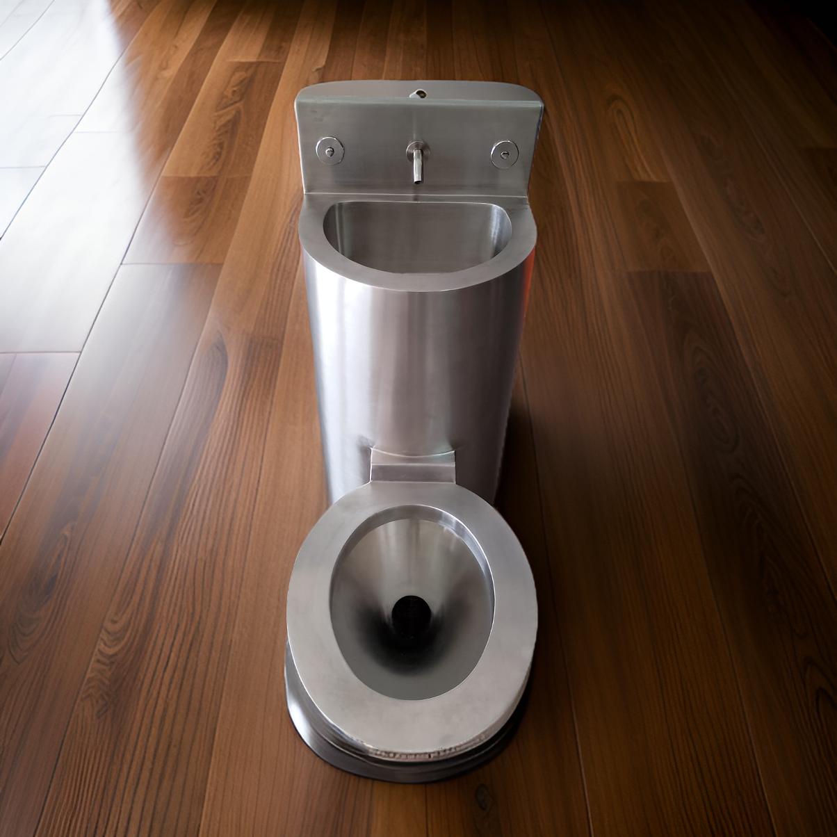 Lavatório antivandalismo combinado Bacia sanitária antivandalismo com compartilhamento para o papel higiênico, torneira e acionador temporizado